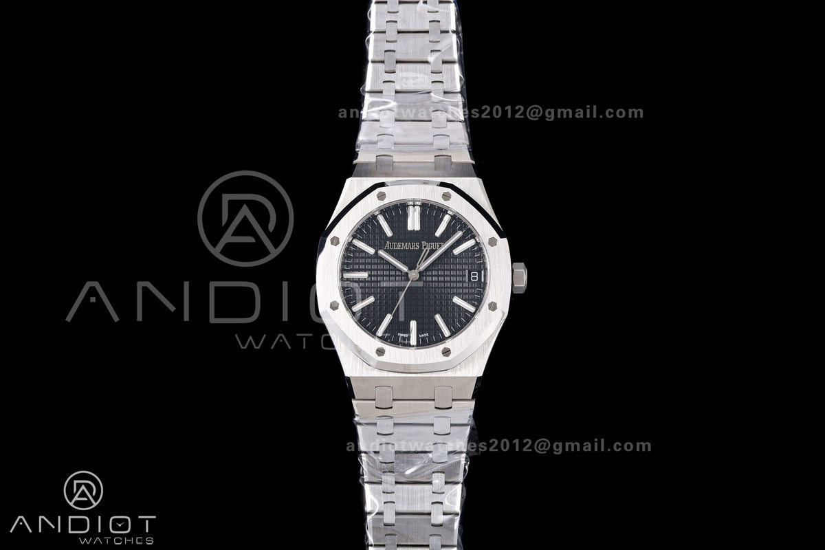 Royal Oak 41mm 15500 SS VSF 1:1 Best Edition Black Textured Dial on SS Bracelet DD4302 Super Clone